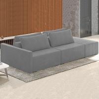 Sofá Ilha Modular Com Puff Para Sala Living 232cm Georgia K04 Veludo Cinza - Mpozenato - 2