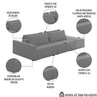 Sofá Ilha Modular Com Puff Para Sala Living 232cm Georgia K04 Veludo Cinza - Mpozenato - 3