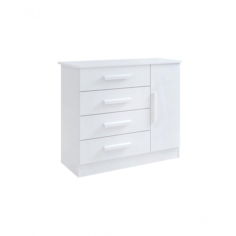 Cômoda Firenze 4 Gavetas 1 Porta Com sapateira - D' Doro Branco - 1
