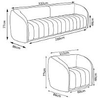 Sofá Decorativo 4 Lugares 332cm E Poltrona Meris M22 Veludo Marrom - Mpozenato