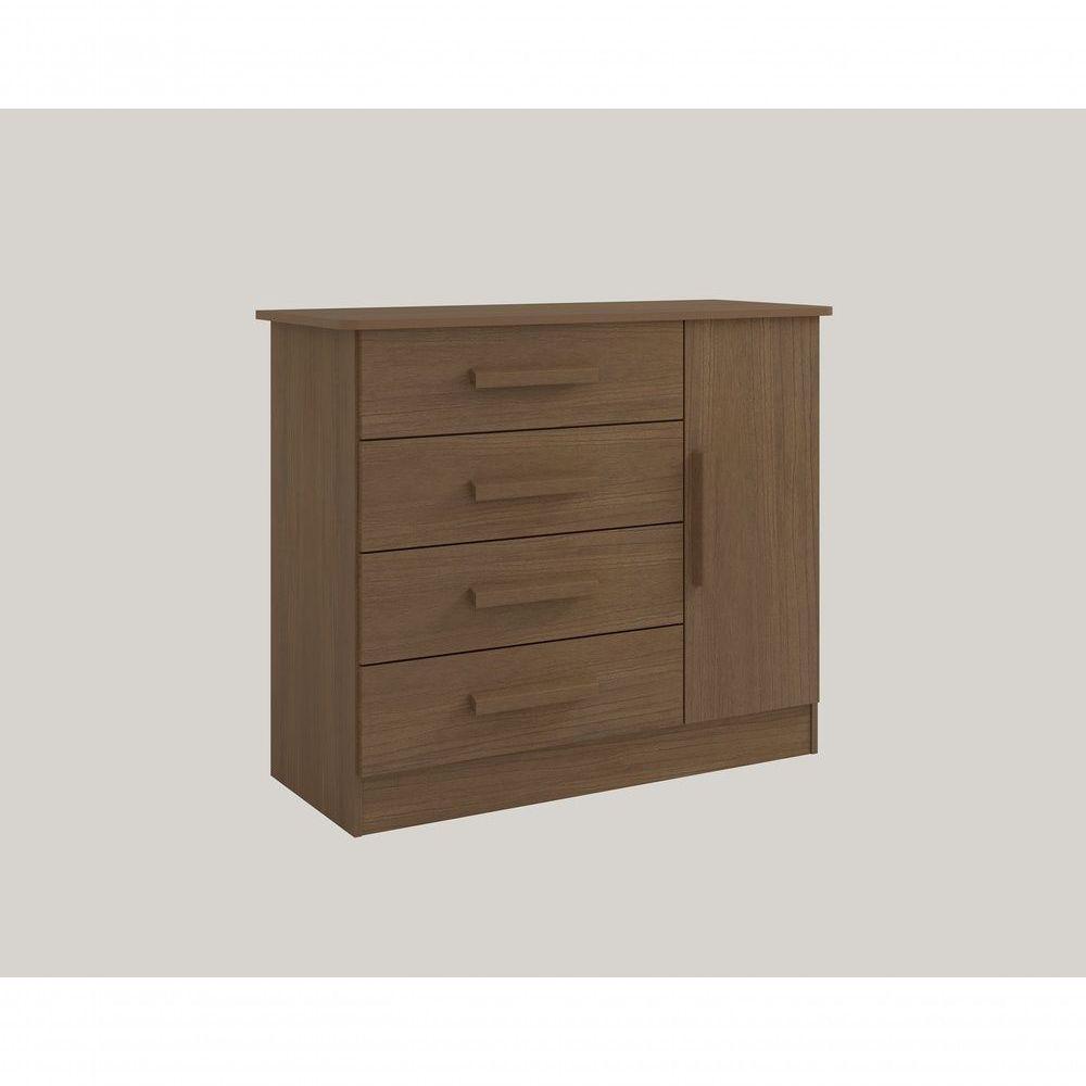 Cômoda Firenze 4 Gavetas 1 Porta Com sapateira - D' Doro Castanho - 1