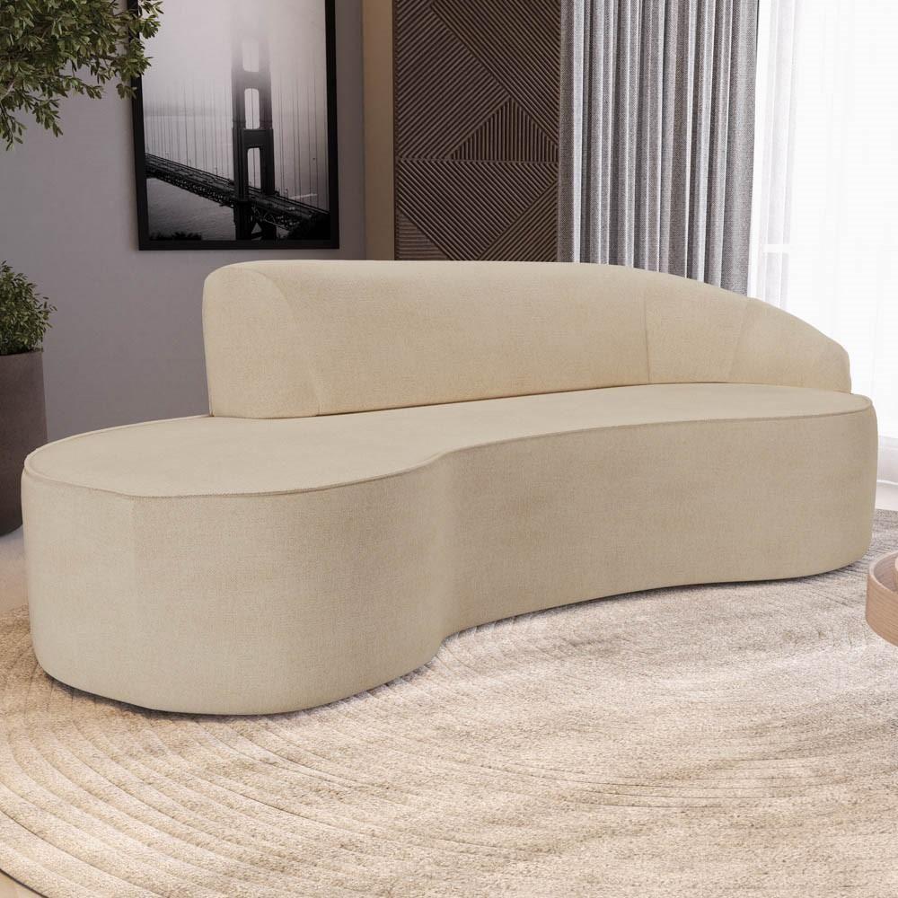 Sofá Living 4 Lugares 300cm Braço Direito Mozart D06 Linho Bege Escuro - Mpozenato - 2