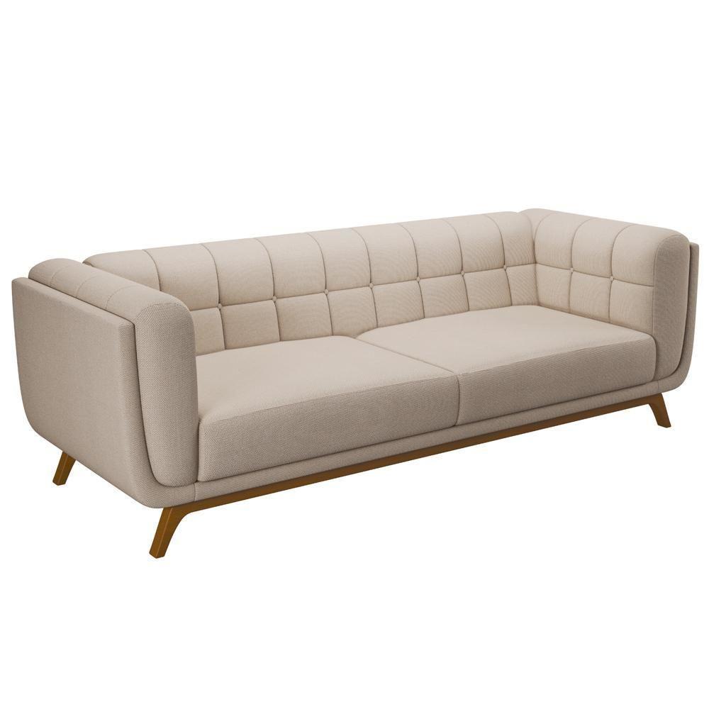 Sofá Living Decorativo 3 Lugares 240cm Bellart M22 Linho Cru - Mpozenato - 1