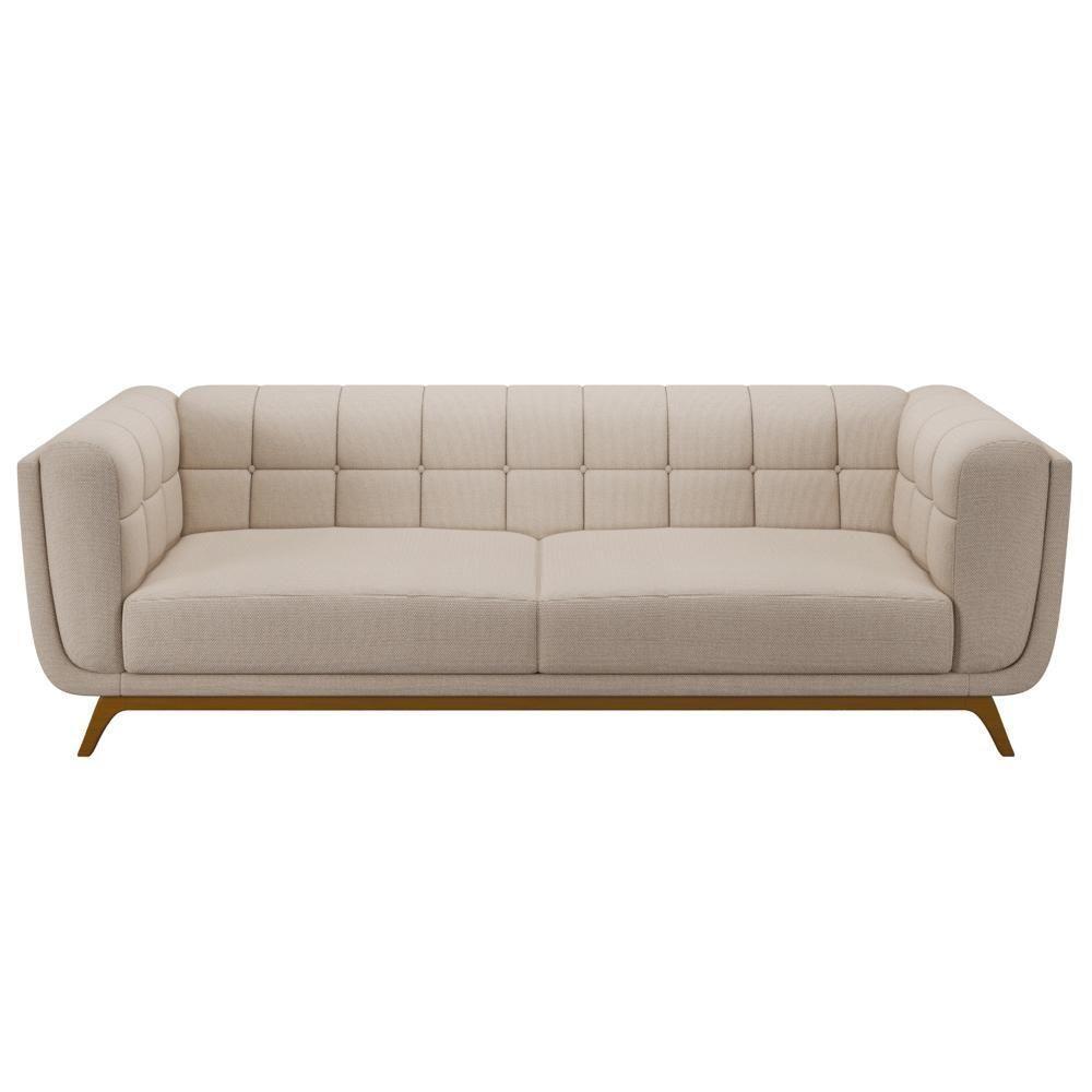 Sofá Living Decorativo 3 Lugares 240cm Bellart M22 Linho Cru - Mpozenato - 6