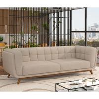 Sofá Living Decorativo 3 Lugares 240cm Bellart M22 Linho Cru - Mpozenato - 2