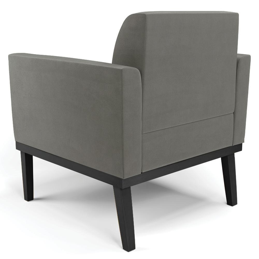 Sofá Namoradeira E 2 Poltronas Base Madeira Preto Maressa Suede Grafite - Ibiza - 10