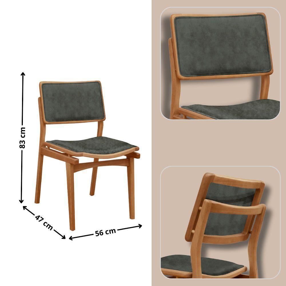 Conjunto Eva Com 2 Cadeiras Madeira Moderna Mobília Jade / Imbuia Nat. - 3