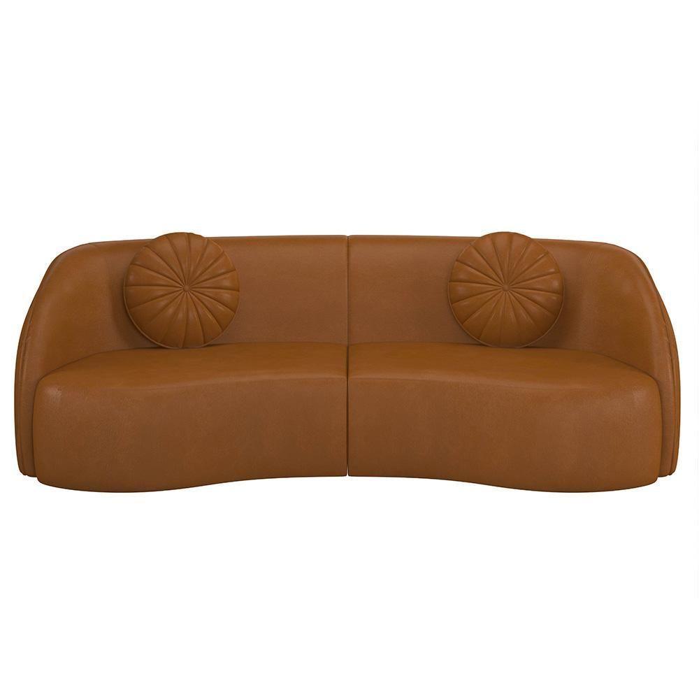 Sofá Decorativo 3 Lugares 288cm Com Almofadas E Poltrona Zion M22 Sintético Caramelo - Mpozenato - 7