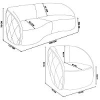 Sofá Decorativo 3 Lugares 288cm Com Almofadas E Poltrona Zion M22 Sintético Caramelo - Mpozenato