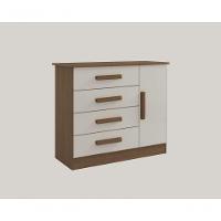 Cômoda Firenze 4 Gavetas 1 Porta C/sapateira - D' Doro Castanho/off White - 1