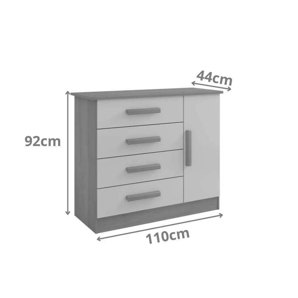 Cômoda Firenze 4 Gavetas 1 Porta C/sapateira - D' Doro Branco - 2