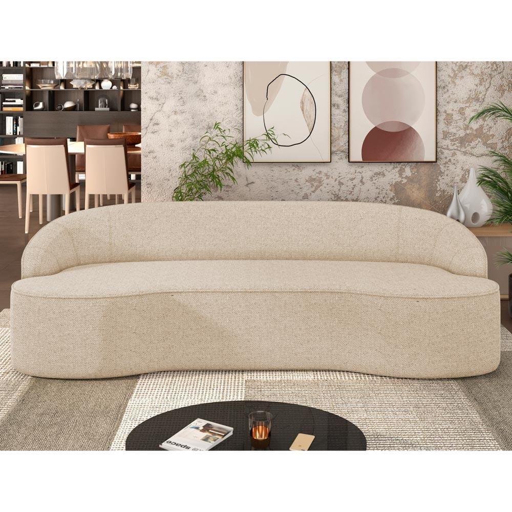 Sofá 5 Lugares Para Sala De Estar Living 300cm Theo D06 Linho Marfim - Mpozenato - 2
