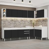 Armário De Cozinha Modulado De Canto 7 Peças Cp34 Balcão Sem Tampo Branco/preto - Lumil - 2