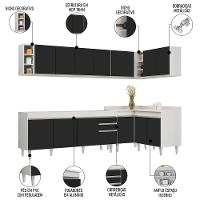 Armário De Cozinha Modulado De Canto 7 Peças Cp34 Balcão Sem Tampo Branco/preto - Lumil - 3