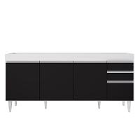 Armário De Cozinha Modulado De Canto 7 Peças Cp34 Balcão Sem Tampo Branco/preto - Lumil - 7
