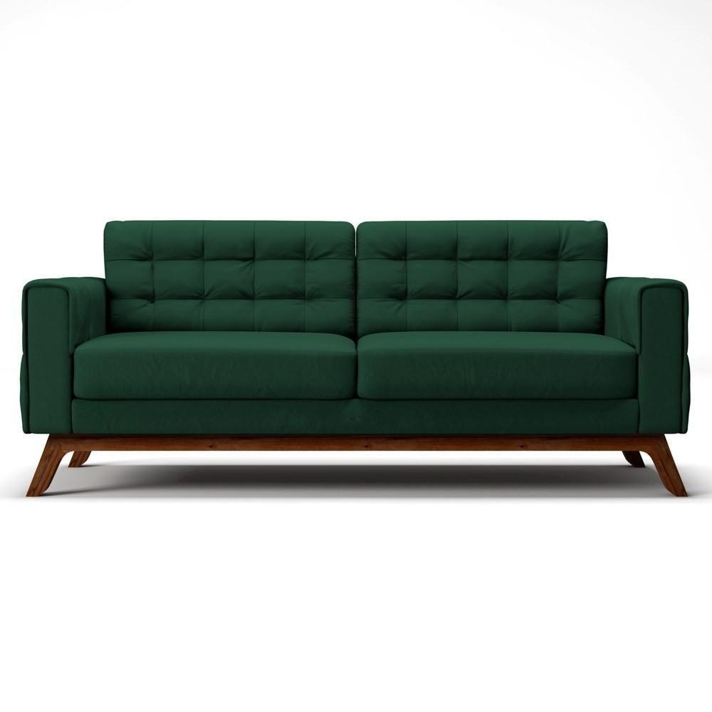 Sofá 210 Cm 3 Lugares Sandero C-303 Veludo Verde - Domi - 3