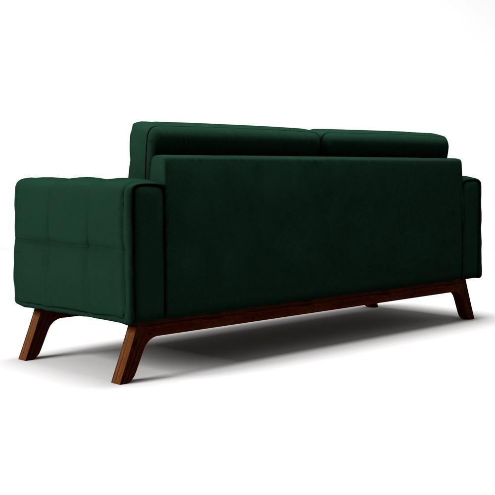 Sofá 210 Cm 3 Lugares Sandero C-303 Veludo Verde - Domi - 4