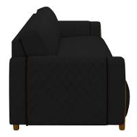 Sofá 3 Lugares 223cm Pés Madeira Amaranto M22 Veludo Preto - Mpozenato - 5