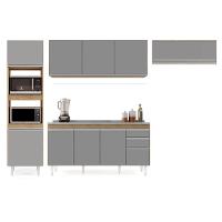 Armário De Cozinha Modulada 4 Peças Cp12 Balcão Com Pia Inox Castanho/cinza - Lumil - 6