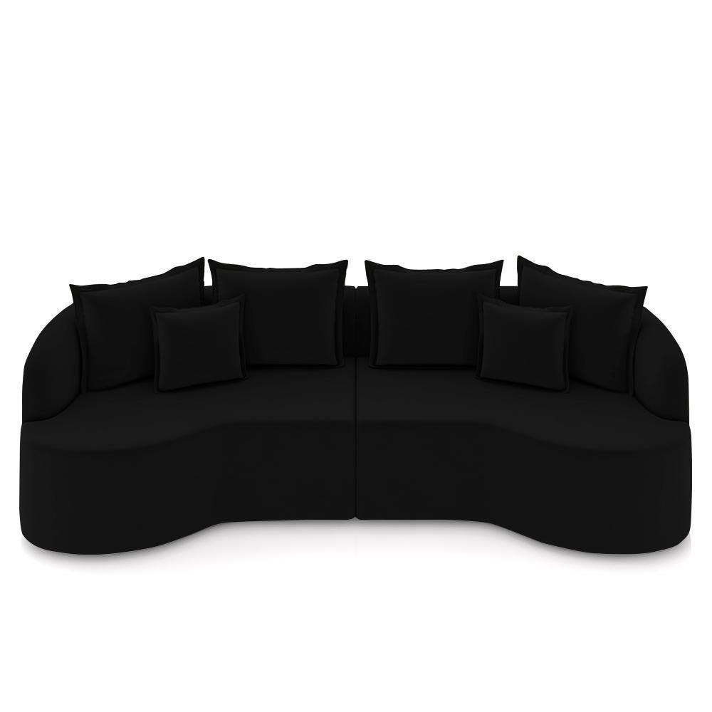 Sofá 4 Lugares 250cm Orgânico Quito K04 Veludo Preto - Mpozenato - 5