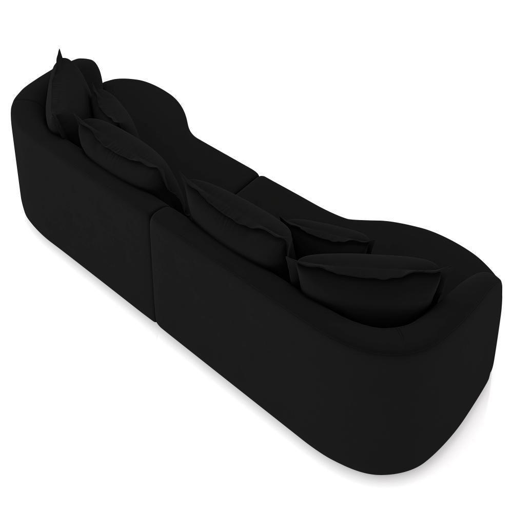 Sofá 4 Lugares 250cm Orgânico Quito K04 Veludo Preto - Mpozenato - 6