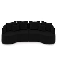 Sofá 4 Lugares 250cm Orgânico Quito K04 Veludo Preto - Mpozenato - 5