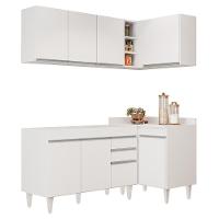 Armário De Cozinha Modulado De Canto Esquerdo 4 Peças Cp46 Balcão Sem Tampo Branco - Lumil - 1