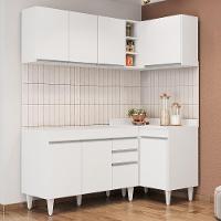 Armário De Cozinha Modulado De Canto Esquerdo 4 Peças Cp46 Balcão Sem Tampo Branco - Lumil - 2