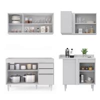 Armário De Cozinha Modulado De Canto Esquerdo 4 Peças Cp46 Balcão Sem Tampo Branco - Lumil - 6