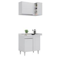 Armário De Cozinha Modulado De Canto Esquerdo 4 Peças Cp46 Balcão Sem Tampo Branco - Lumil - 9