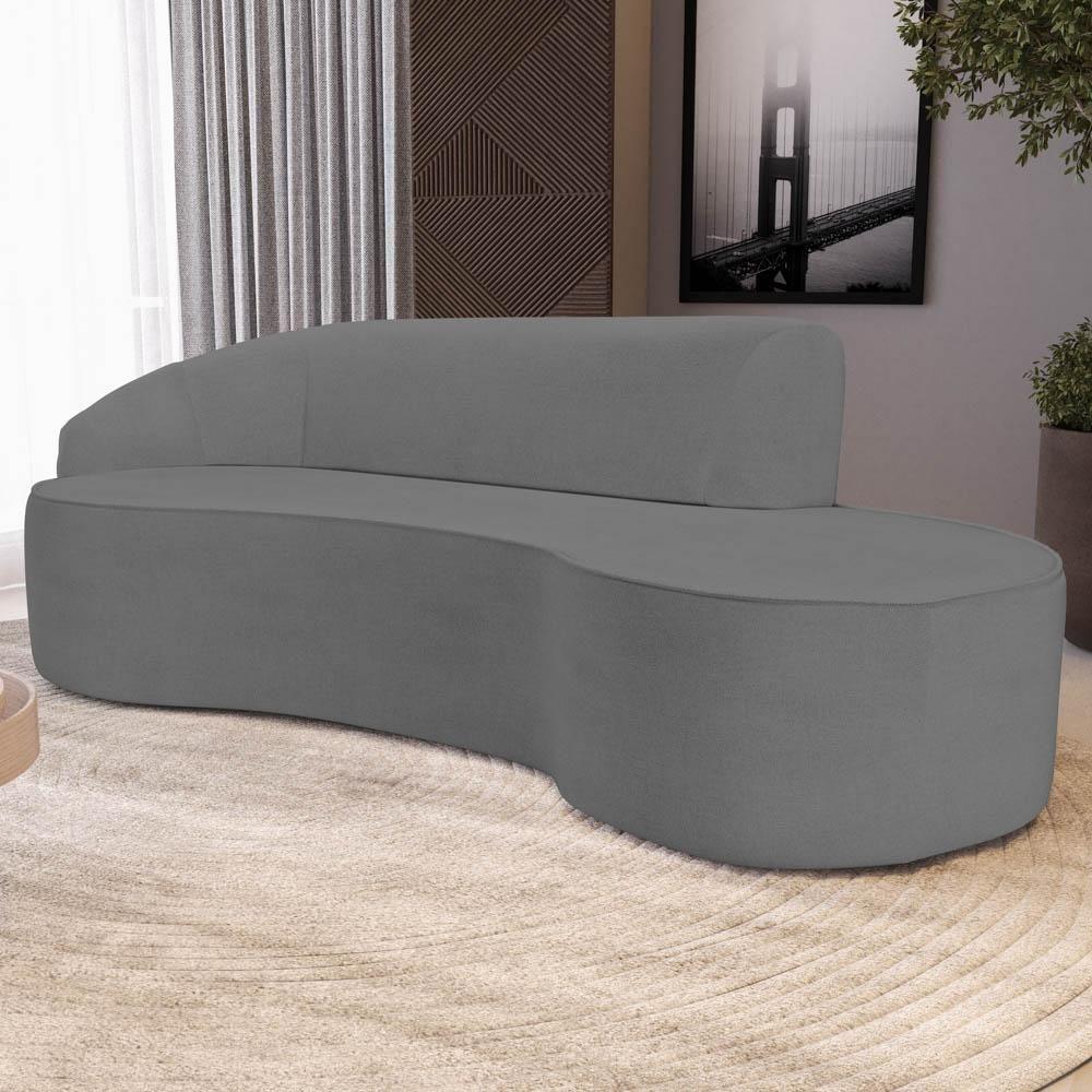 Sofá Living 4 Lugares 300cm Braço Esquerdo Mozart D06 Linho Cinza Escuro - Mpozenato - 2