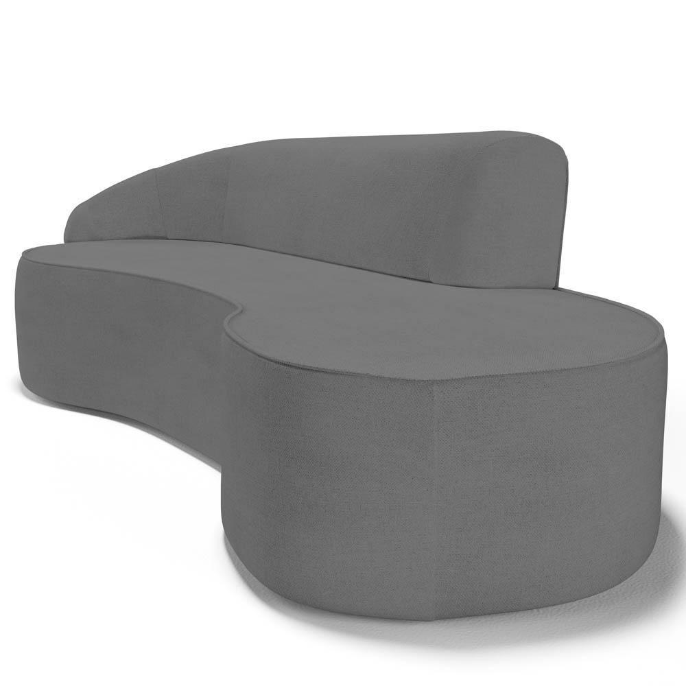 Sofá Living 4 Lugares 300cm Braço Esquerdo Mozart D06 Linho Cinza Escuro - Mpozenato - 5