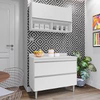 Armário De Cozinha Com Nichos Cp01 Com Tampo 100cm M24 Branco - Mpozenato - 2