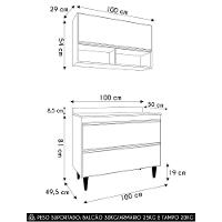 Armário De Cozinha Com Nichos Cp01 Com Tampo 100cm M24 Branco - Mpozenato