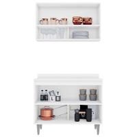 Armário De Cozinha Com Nichos Cp01 Com Tampo 100cm M24 Branco - Mpozenato - 5