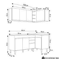 Armário De Cozinha Modulado De Canto Esquerdo 4 Peças Cp46 Balcão Sem Tampo Preto/cinza - Lumil