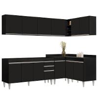 Armário De Cozinha Modulado De Canto 6 Peças Cp31 Balcão Sem Tampo Preto - Lumil - 1