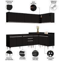 Armário De Cozinha Modulado De Canto 6 Peças Cp31 Balcão Sem Tampo Preto - Lumil - 3