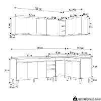 Armário De Cozinha Modulado De Canto 6 Peças Cp31 Balcão Sem Tampo Preto - Lumil