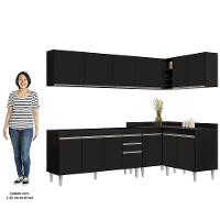 Armário De Cozinha Modulado De Canto 6 Peças Cp31 Balcão Sem Tampo Preto - Lumil - 5