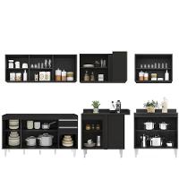 Armário De Cozinha Modulado De Canto 6 Peças Cp31 Balcão Sem Tampo Preto - Lumil - 6