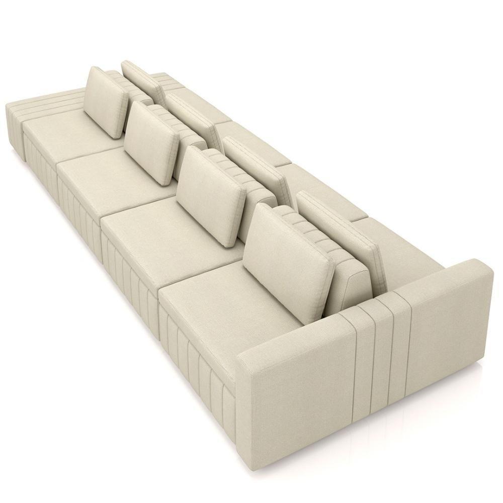 Sofá Ilha E Puff Sala Living 465cm Siesta M22 Linho Areia - Mpozenato - 7