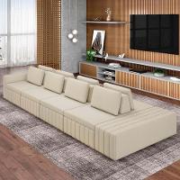 Sofá Ilha E Puff Sala Living 465cm Siesta M22 Linho Areia - Mpozenato - 2