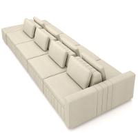 Sofá Ilha E Puff Sala Living 465cm Siesta M22 Linho Areia - Mpozenato - 7