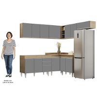Armário De Cozinha Modulado De Canto 7 Peças Cp19 Balcão Sem Tampo Castanho/cinza - Lumil - 5