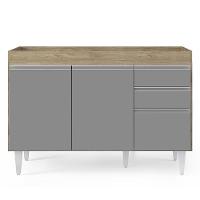 Armário De Cozinha Modulado De Canto 7 Peças Cp19 Balcão Sem Tampo Castanho/cinza - Lumil - 7