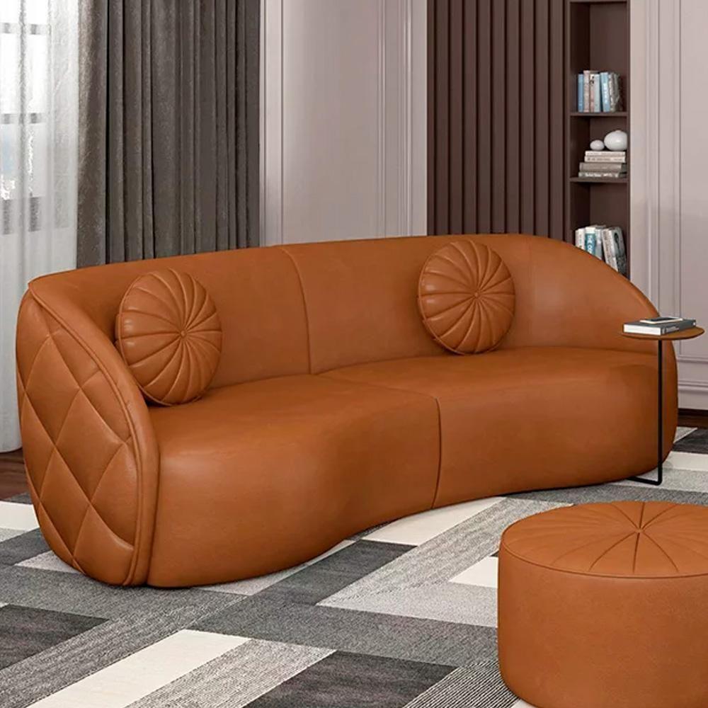 Sofá Decorativo Com Almofadas 4 Lugares 318cm Tressê Zion M22 Sintético Caramelo - Mpozenato - 2