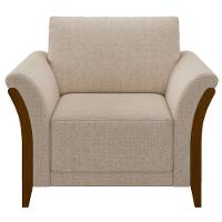 Kit Sofá Living 3 Lugares E Poltrona 102cm Pés Madeira Roya M22 Linho Cru - Mpozenato - 9