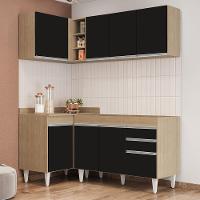 Armário De Cozinha Modulado De Canto Direito 4 Peças Cp37 Balcão Sem Tampo Castanho/preto - Lumil - 2