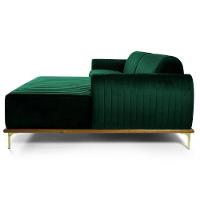 Sofá 255cm 4 Lugares Com Chaise Direito Pés Gold Molino C-303 Veludo Verde Musgo - Domi - 6